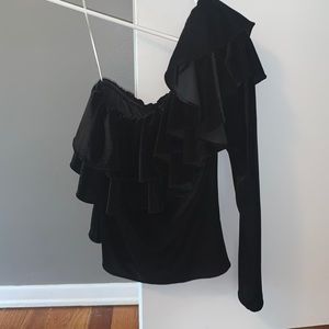 Misa Velvet Exposed Arm Top